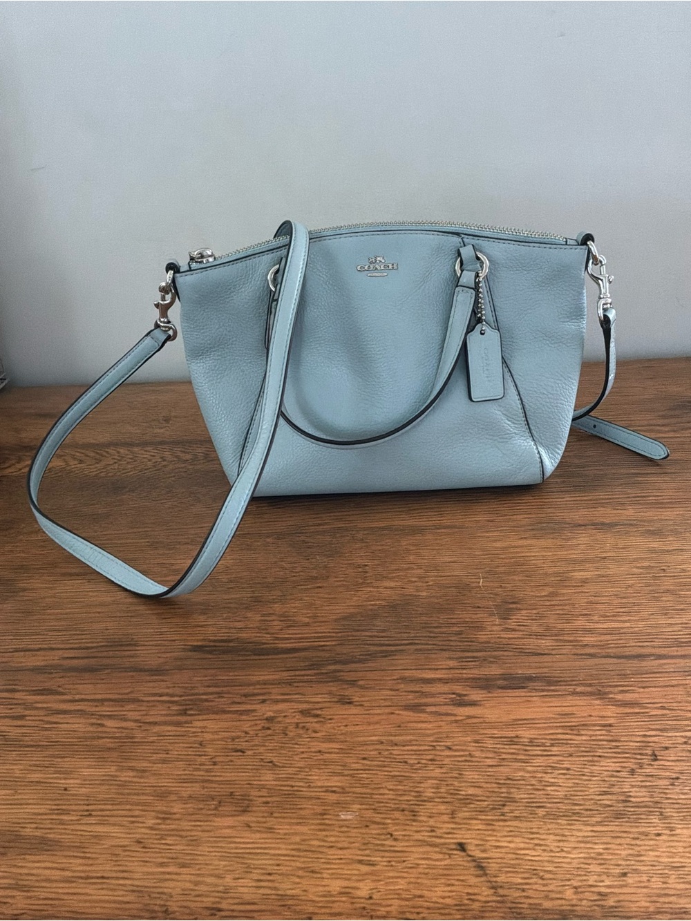 Coach Mini Kelsey Light Blue Crossbody Satchel